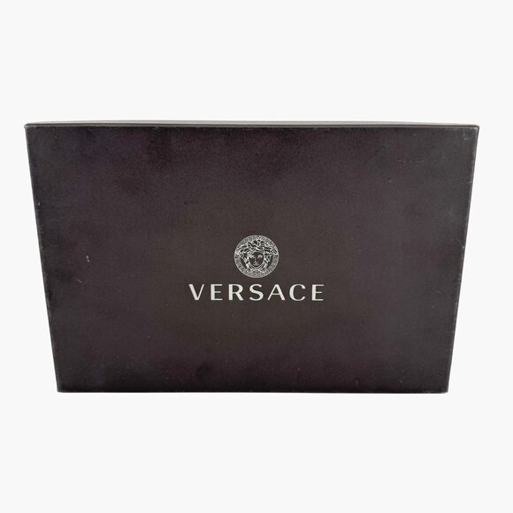 Versace Medusa Slingback Pumps Size 37 US 7 Black Patent Leather Block Heel - Picture 2 of 14